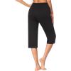 Ekouaer 2 Pack Women’s Capri Pajama Pants Printed Drawstring Comfy Pj Bottoms With Pockets(Black)