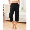 Ekouaer 2 Pack Women’s Capri Pajama Pants Printed Drawstring Comfy Pj Bottoms With Pockets(Black)
