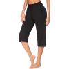 Ekouaer 2 Pack Women’s Capri Pajama Pants Printed Drawstring Comfy Pj Bottoms With Pockets(Black)