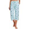 Ekouaer 2 Pack Women’s Capri Pajama Pants Printed Drawstring Comfy Pj Bottoms With Pockets(Blue/Pink)