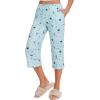 Ekouaer 2 Pack Women’s Capri Pajama Pants Printed Drawstring Comfy Pj Bottoms With Pockets(Blue/Pink)