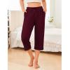 Ekouaer 2 Pack Women’s Capri Pajama Pants Printed Drawstring Comfy Pj Bottoms With Pockets(Burgundy)