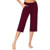 Ekouaer 2 Pack Women’s Capri Pajama Pants Printed Drawstring Comfy Pj Bottoms With Pockets(Burgundy)