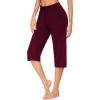 Ekouaer 2 Pack Women’s Capri Pajama Pants Printed Drawstring Comfy Pj Bottoms With Pockets(Burgundy)