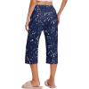 Ekouaer 2 Pack Women’s Capri Pajama Pants Printed Drawstring Comfy Pj Bottoms With Pockets(Dark Blue/Dark Teal)