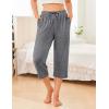 Ekouaer 2 Pack Women’s Capri Pajama Pants Printed Drawstring Comfy Pj Bottoms With Pockets(Heather Gray)