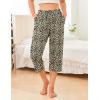 Ekouaer 2 Pack Women’s Capri Pajama Pants Printed Drawstring Comfy Pj Bottoms With Pockets(Leopard / Black)