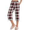 Ekouaer 2 Pack Women’s Capri Pajama Pants Printed Drawstring Comfy Pj Bottoms With Pockets(Maroon/Grey Black)