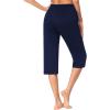 Ekouaer 2 Pack Women’s Capri Pajama Pants Printed Drawstring Comfy Pj Bottoms With Pockets(Navy Blue)