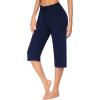 Ekouaer 2 Pack Women’s Capri Pajama Pants Printed Drawstring Comfy Pj Bottoms With Pockets(Navy Blue)