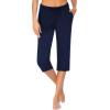 Ekouaer 2 Pack Women’s Capri Pajama Pants Printed Drawstring Comfy Pj Bottoms With Pockets(Navy Blue)