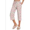 Ekouaer 2 Pack Women’s Capri Pajama Pants Printed Drawstring Comfy Pj Bottoms With Pockets(Powder Blue/Peach)