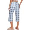 Ekouaer 2 Pack Women’s Capri Pajama Pants Printed Drawstring Comfy Pj Bottoms With Pockets(Powder Blue/Peach)