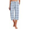 Ekouaer 2 Pack Women’s Capri Pajama Pants Printed Drawstring Comfy Pj Bottoms With Pockets(Powder Blue/Peach)