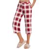 Ekouaer 2 Pack Women’s Capri Pajama Pants Printed Drawstring Comfy Pj Bottoms With Pockets(Red/Blue)