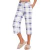 Ekouaer 2 Pack Women’s Capri Pajama Pants Printed Drawstring Comfy Pj Bottoms With Pockets(Red/Blue)