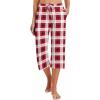 Ekouaer 2 Pack Women’s Capri Pajama Pants Printed Drawstring Comfy Pj Bottoms With Pockets(Red/Blue)