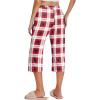 Ekouaer 2 Pack Women’s Capri Pajama Pants Printed Drawstring Comfy Pj Bottoms With Pockets(Red/Blue)