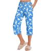 Ekouaer 2 Pack Women’s Capri Pajama Pants Printed Drawstring Comfy Pj Bottoms With Pockets(Royal Blue/Beige)