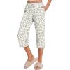 Ekouaer 2 Pack Women’s Capri Pajama Pants Printed Drawstring Comfy Pj Bottoms With Pockets(Royal Blue/Beige)