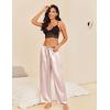 Ekouaer 2 Pack Womens Satin Pajama Pants Silk Sleep Lounge Pants Loose Pj Bottom with Pockets(Black and Champagne)