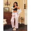 Ekouaer 2 Pack Womens Satin Pajama Pants Silk Sleep Lounge Pants Loose Pj Bottom with Pockets(Black and Champagne)