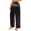 Ekouaer 2 Pack Womens Satin Pajama Pants Silk Sleep Lounge Pants Loose Pj Bottom with Pockets(Black and Pink Leopard)