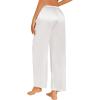 Ekouaer 2 Pack Womens Satin Pajama Pants Silk Sleep Lounge Pants Loose Pj Bottom with Pockets(Black and White)