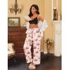Ekouaer 2 Pack Womens Satin Pajama Pants Silk Sleep Lounge Pants Loose Pj Bottom with Pockets(Champagne and Cherry Teddy)