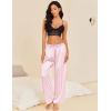 Ekouaer 2 Pack Womens Satin Pajama Pants Silk Sleep Lounge Pants Loose Pj Bottom with Pockets(Light Blue and Pink Stripe)