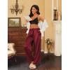 Ekouaer 2 Pack Womens Satin Pajama Pants Silk Sleep Lounge Pants Loose Pj Bottom with Pockets(Wine and Champagne)