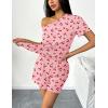 Ekouaer 2 Packs Womens Pajama Set Short Sleeve Sleepwear Soft Top and Shorts Pjs Casual Outfits Lounge Set with Pockets(Pink Cherry/Blue Heart)