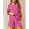 Ekouaer 2 Packs Womens Pajama Set Short Sleeve Sleepwear Soft Top and Shorts Pjs Casual Outfits Lounge Set with Pockets(Rose Red Bow/Black Bow)