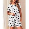 Ekouaer 2 Packs Womens Pajama Set Short Sleeve Sleepwear Soft Top and Shorts Pjs Casual Outfits Lounge Set with Pockets(White Cow/Blue Cat)