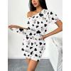 Ekouaer 2 Packs Womens Pajama Set Short Sleeve Sleepwear Soft Top and Shorts Pjs Casual Outfits Lounge Set with Pockets(White Cow/Blue Cat)