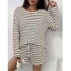 Ekouaer 3 Piece Waffle Knit Lounge Set for Women, Long Sleeve and Cami Top with Shorts Pajama Sets for All Seasons(Black/Beige)
