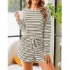 Ekouaer 3 Piece Waffle Knit Lounge Set for Women, Long Sleeve and Cami Top with Shorts Pajama Sets for All Seasons(Black/Beige)