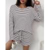Ekouaer 3 Piece Waffle Knit Lounge Set for Women, Long Sleeve and Cami Top with Shorts Pajama Sets for All Seasons(Black/White)
