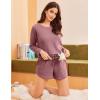 Ekouaer 3 Piece Waffle Knit Lounge Set for Women, Long Sleeve and Cami Top with Shorts Pajama Sets for All Seasons(Dusty Rose)