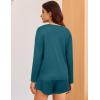 Ekouaer 3 Piece Waffle Knit Lounge Set for Women, Long Sleeve and Cami Top with Shorts Pajama Sets for All Seasons(Green)