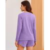 Ekouaer 3 Piece Waffle Knit Lounge Set for Women, Long Sleeve and Cami Top with Shorts Pajama Sets for All Seasons(Light Purple)