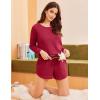 Ekouaer 3 Piece Waffle Knit Lounge Set for Women, Long Sleeve and Cami Top with Shorts Pajama Sets for All Seasons(Red)