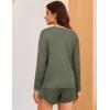 Ekouaer 3 Piece Waffle Knit Lounge Set for Women, Long Sleeve and Cami Top with Shorts Pajama Sets for All Seasons(Sage Green)