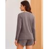 Ekouaer 3 Piece Waffle Knit Lounge Set for Women, Long Sleeve and Cami Top with Shorts Pajama Sets for All Seasons(Taupe Gray)
