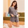 Ekouaer 3 Piece Waffle Knit Lounge Set for Women, Long Sleeve and Cami Top with Shorts Pajama Sets for All Seasons(Taupe Gray)