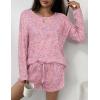 Ekouaer 3 Piece Waffle Knit Lounge Set for Women, Long Sleeve and Cami Top with Shorts Pajama Sets for All Seasons(Tie-dye/Pink)