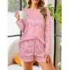 Ekouaer 3 Piece Waffle Knit Lounge Set for Women, Long Sleeve and Cami Top with Shorts Pajama Sets for All Seasons(Tie-dye/Pink)