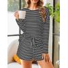 Ekouaer 3 Piece Waffle Knit Lounge Set for Women, Long Sleeve and Cami Top with Shorts Pajama Sets for All Seasons(White/Black)