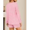 Ekouaer 3 Piece Waffle Knit Lounge Set for Women, Long Sleeve and Cami Top with Shorts Pajama Sets for All Seasons(White/Pink)