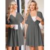Ekouaer 3 in 1 Labor and Delivery Gown for Hospital Short Sleeve Maternity Nursing Dress Nightgown Postpartum Sleepwear(Dark Grey)
